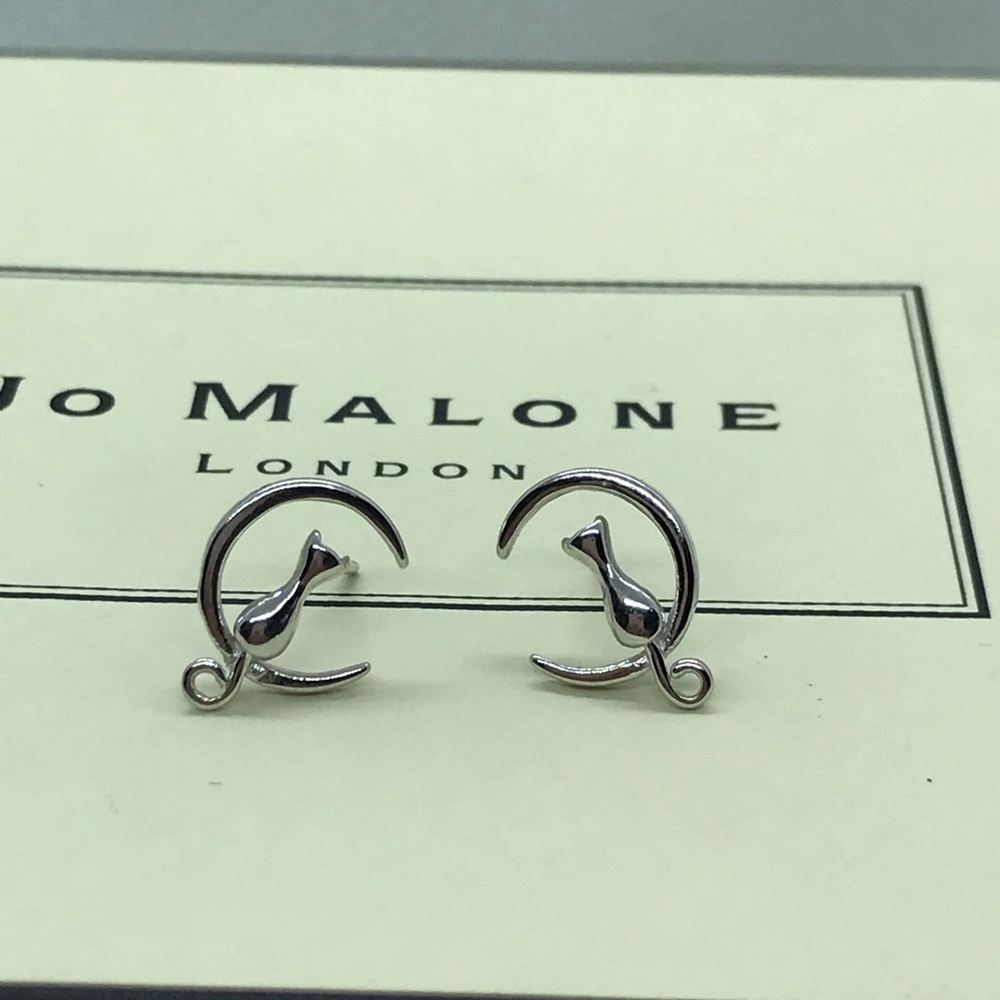 🌟 Sterling Silver 925 Cat Moon Earrings - Picture 2 of 5